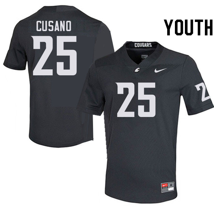 Youth #25 Frank Cusano Washington State Cougars College Football Jerseys Stitched-Charcoal